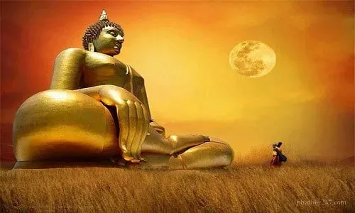 Biểu đồ so sánh đường chuyển động của Nghiệp lực (hình tròn) và Nguyện lực (hình thẳng)