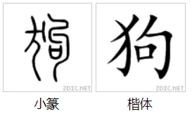 Chữ cáu trong Tiểu Triển Khai Thứ - sự khác biệt trong cách biểu diễn con chó