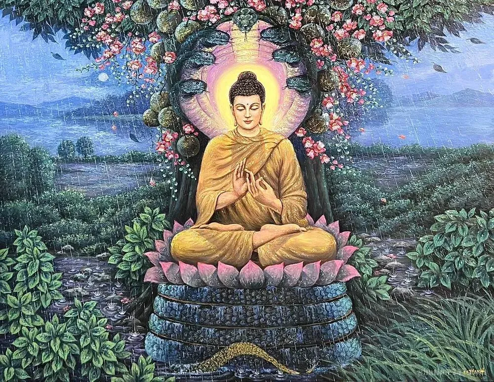 Thiền sư Ajahn Chah dạy niệm Phật theo phương pháp hơi thở trong tịnh xá Thái Lan