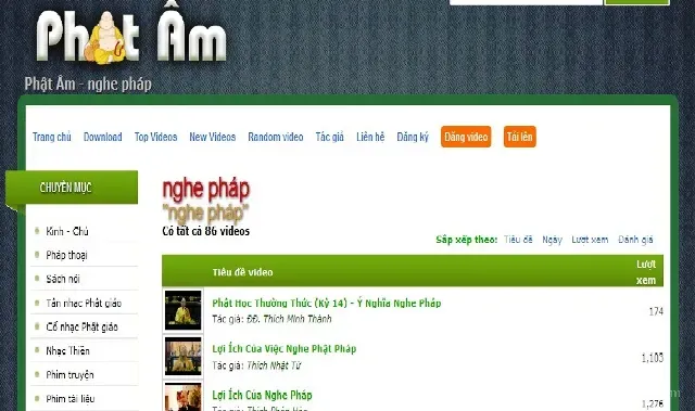Tổng hợp pháp âm và video tại trang Phật Âm